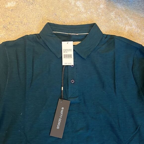 Nifty Genius Nicklaus Striped Polo short sleeved cotton blend green & black XXL - Picture 5 of 5
